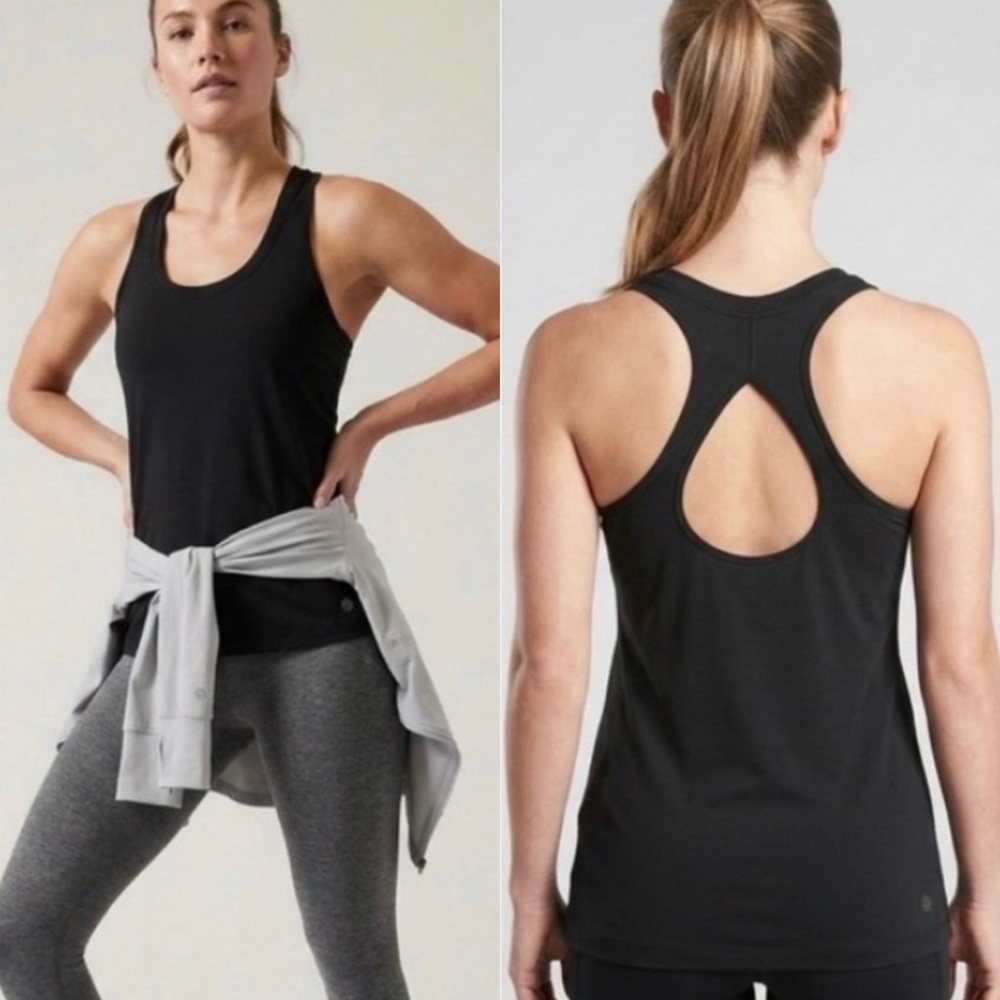 Athleta Nitro Racerback Keyhole Tank Top, Black, Medium